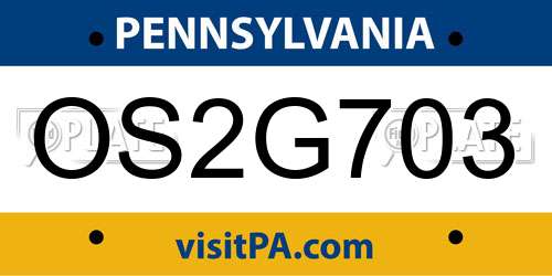 OS2G703 Pennsylvania License Plate