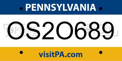 OS2O689 Pennsylvania License Plate