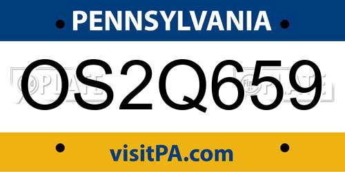 OS2Q659 Pennsylvania License Plate