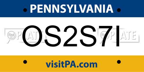 OS2S7I Pennsylvania License Plate