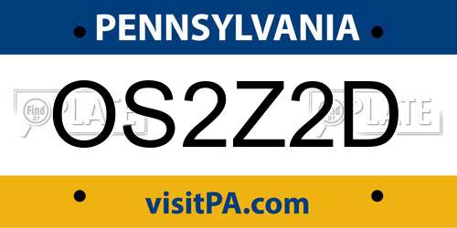 OS2Z2D Pennsylvania License Plate