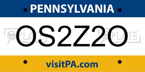 OS2Z2O Pennsylvania License Plate