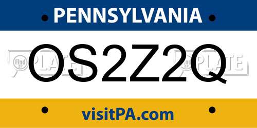 OS2Z2Q Pennsylvania License Plate