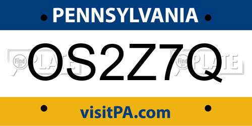 OS2Z7Q Pennsylvania License Plate