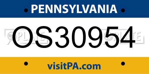 OS30954 Pennsylvania License Plate