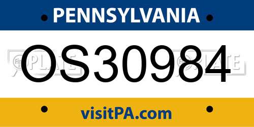 OS30984 Pennsylvania License Plate