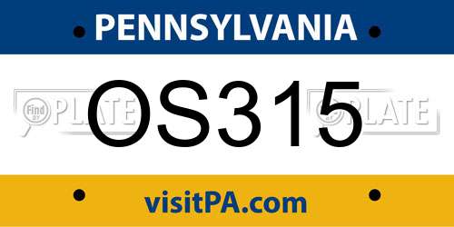 OS315 Pennsylvania License Plate