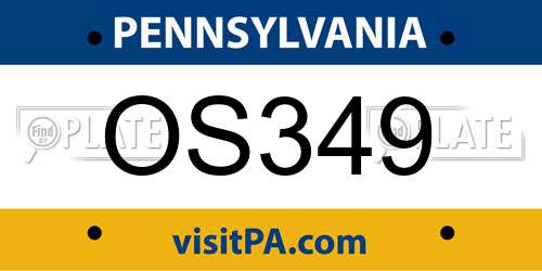 OS349 Pennsylvania License Plate