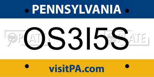 OS3I5S Pennsylvania License Plate