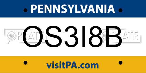 OS3I8B Pennsylvania License Plate