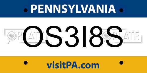 OS3I8S Pennsylvania License Plate