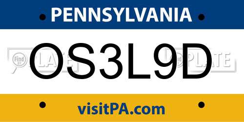 OS3L9D Pennsylvania License Plate