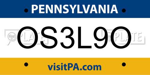 OS3L9O Pennsylvania License Plate