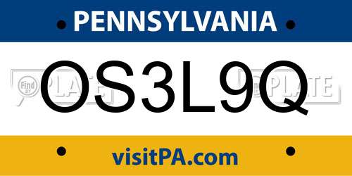 OS3L9Q Pennsylvania License Plate