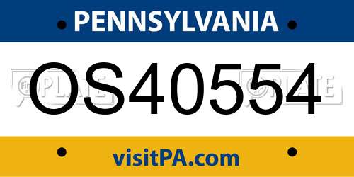 OS40554 Pennsylvania License Plate