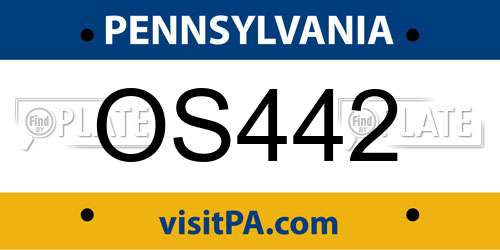 OS442 Pennsylvania License Plate
