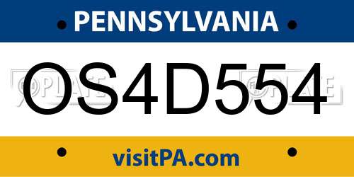 OS4D554 Pennsylvania License Plate