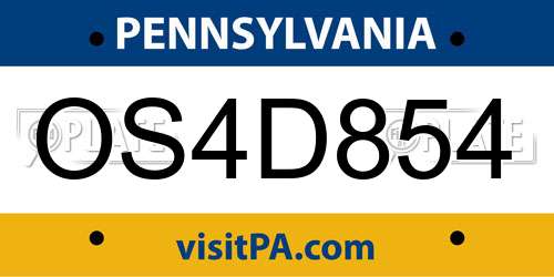 OS4D854 Pennsylvania License Plate