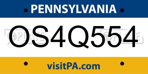 OS4Q554 Pennsylvania License Plate