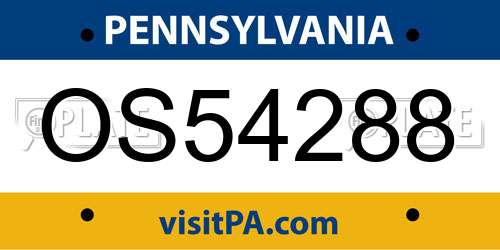 OS54288 Pennsylvania License Plate