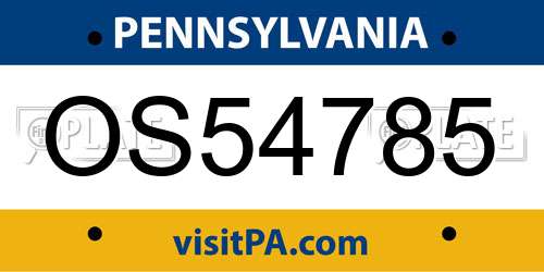 OS54785 Pennsylvania License Plate