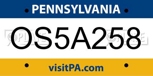 OS5A258 Pennsylvania License Plate