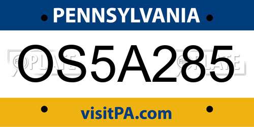 OS5A285 Pennsylvania License Plate