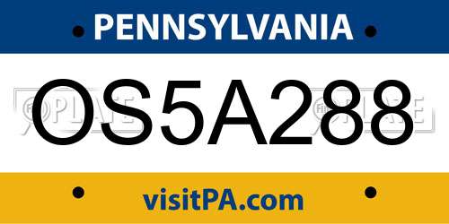 OS5A288 Pennsylvania License Plate