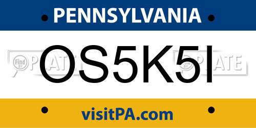 OS5K5I Pennsylvania License Plate