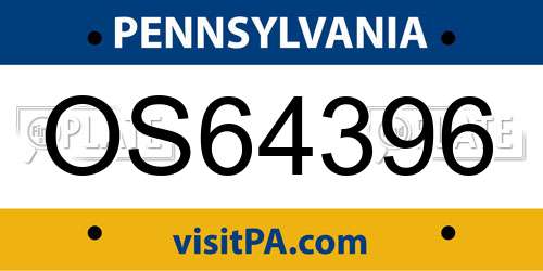 OS64396 Pennsylvania License Plate