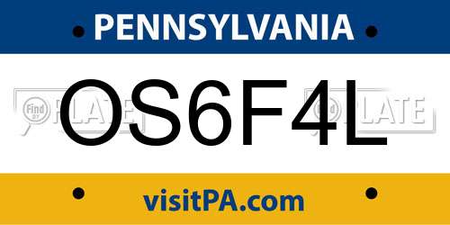 OS6F4L Pennsylvania License Plate