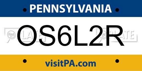 OS6L2R Pennsylvania License Plate