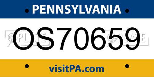 OS70659 Pennsylvania License Plate