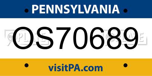 OS70689 Pennsylvania License Plate