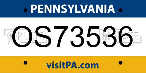 OS73536 Pennsylvania License Plate