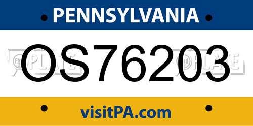 OS76203 Pennsylvania License Plate
