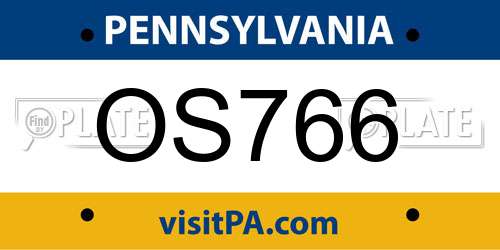 OS766 Pennsylvania License Plate