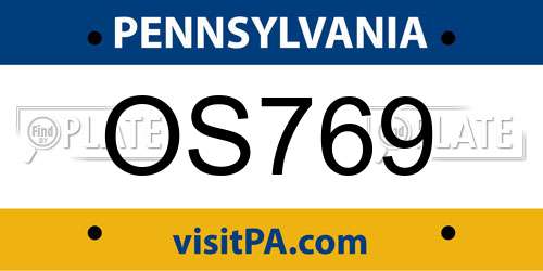 OS769 Pennsylvania License Plate