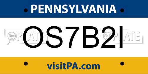 OS7B2I Pennsylvania License Plate