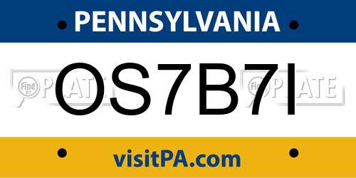 OS7B7I Pennsylvania License Plate