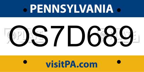OS7D689 Pennsylvania License Plate