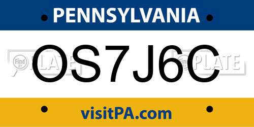 OS7J6C Pennsylvania License Plate