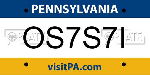 OS7S7I Pennsylvania License Plate