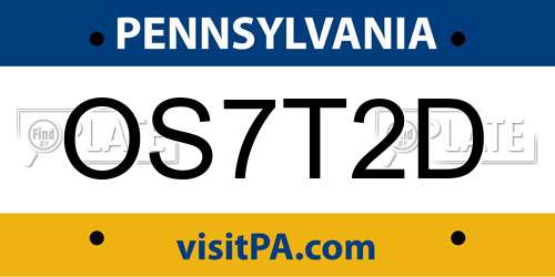 OS7T2D Pennsylvania License Plate