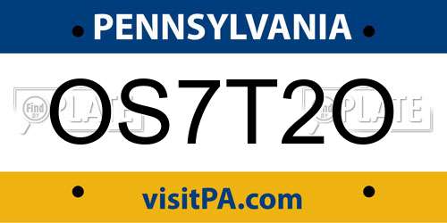OS7T2O Pennsylvania License Plate