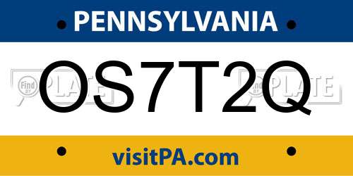 OS7T2Q Pennsylvania License Plate