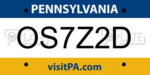 OS7Z2D Pennsylvania License Plate