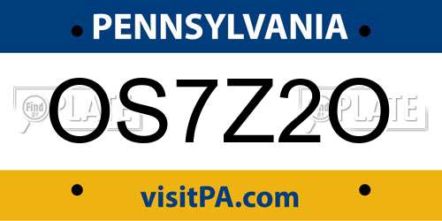 OS7Z2O Pennsylvania License Plate