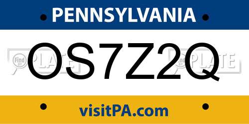 OS7Z2Q Pennsylvania License Plate