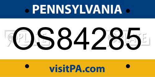 OS84285 Pennsylvania License Plate